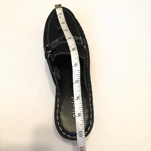 NICOLE Platform Mule Clogs Leather Black Slip On Heeled Clogs Markie Size 8 - Picture 16 of 16